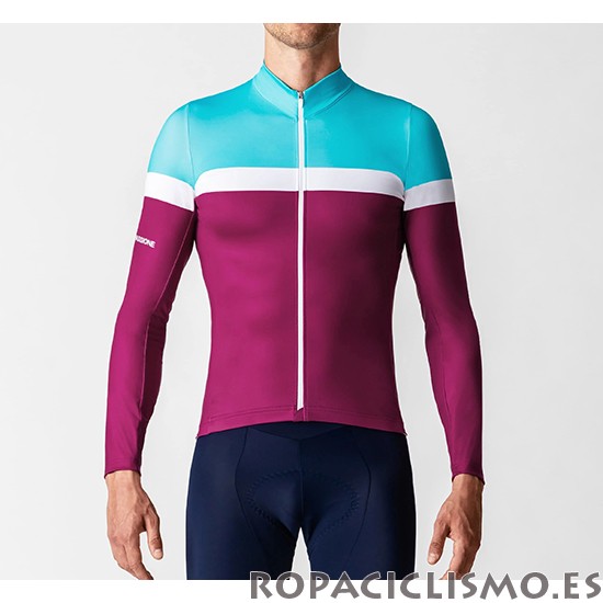 2019 Maillot La Passione Tirantes Mangas Largas Azul Blanco Rojo